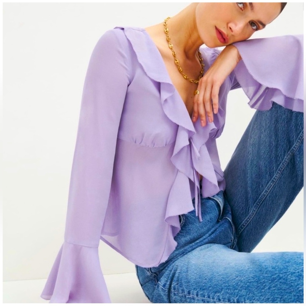 Reformation Sold Out Lissy Top in Lavender/Aura. Brand new. Never worn. R